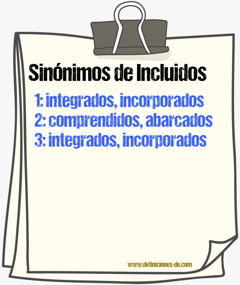 Sinónimos de incluidos