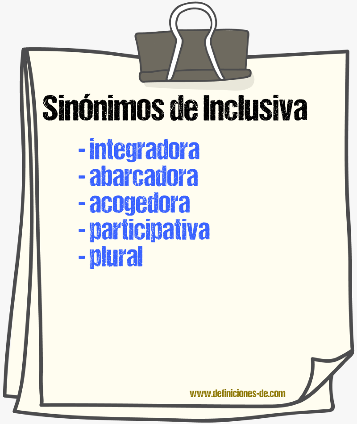 Sinónimos de inclusiva