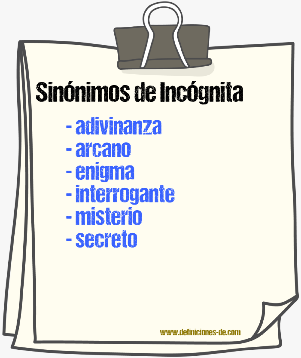 Sinnimos de incgnita