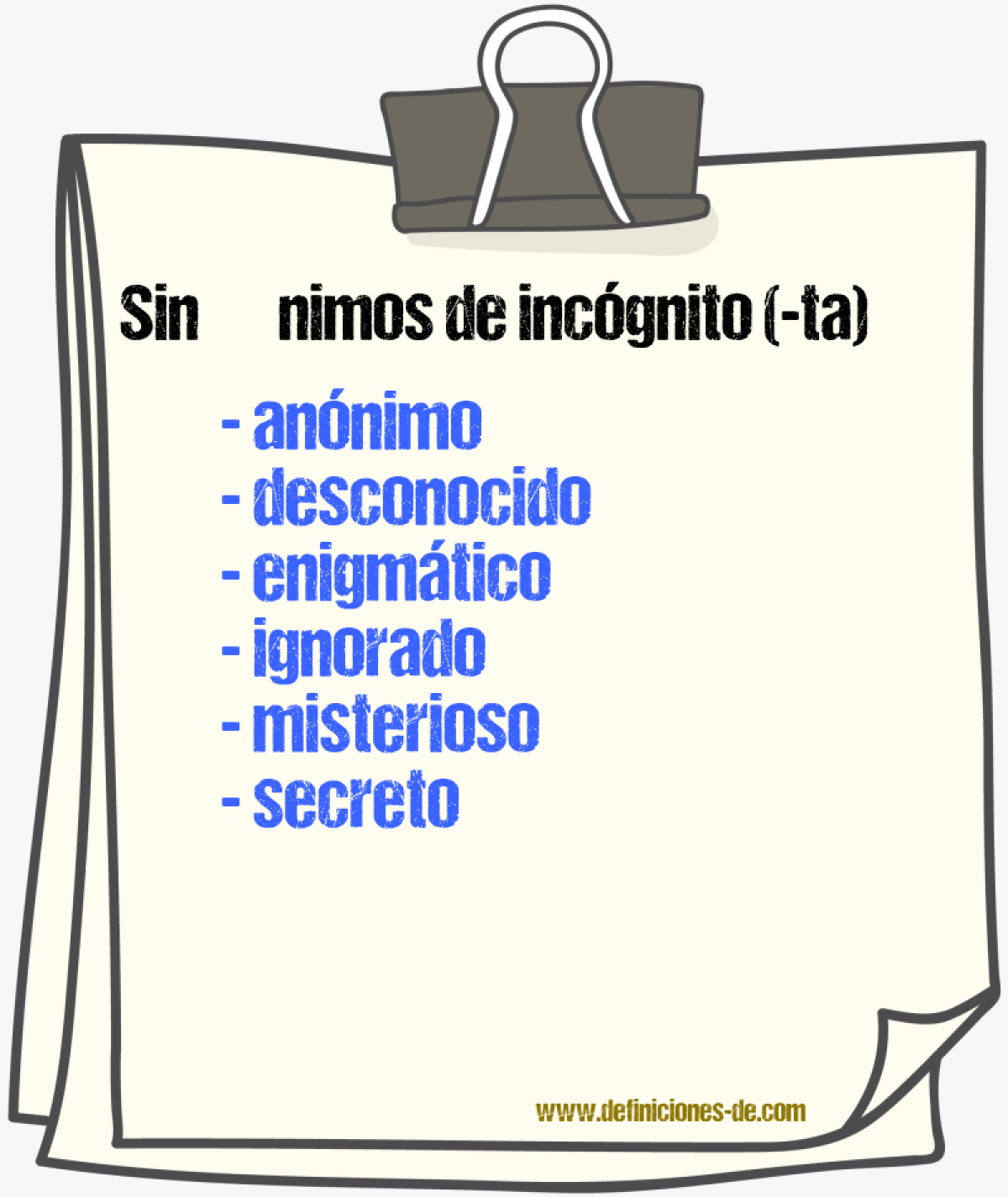 Sinnimos de incgnito