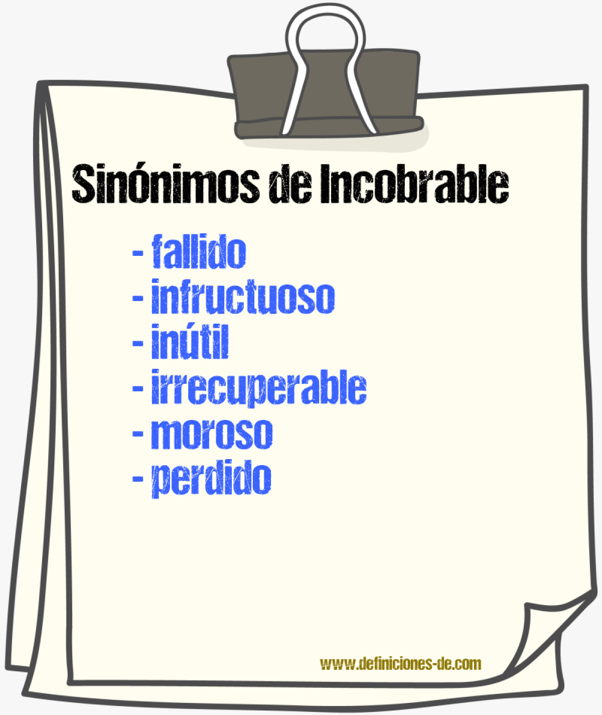 Sinnimos de incobrable