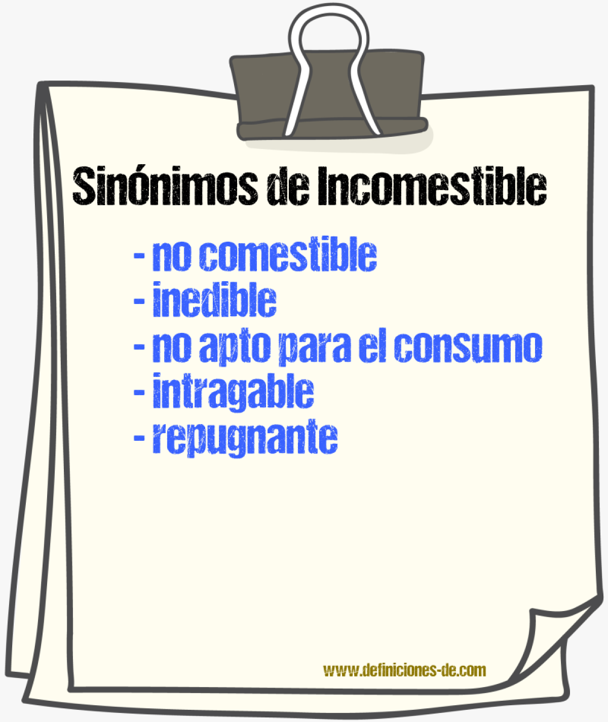 Sinónimos de incomestible