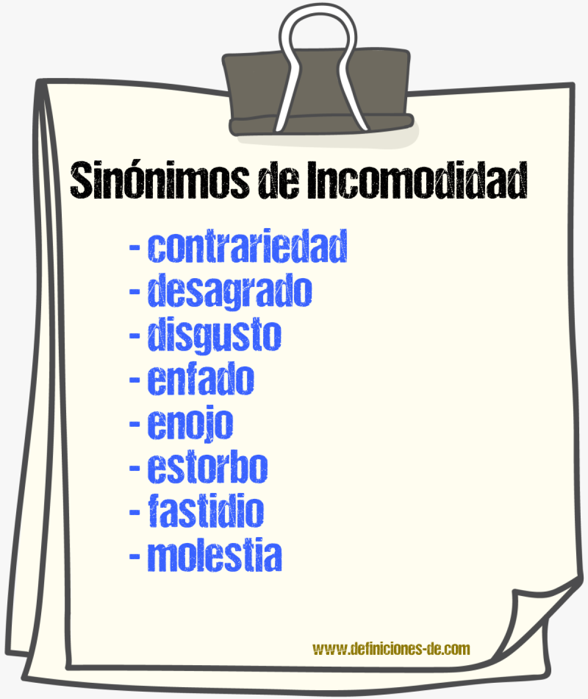 Sinnimos de incomodidad