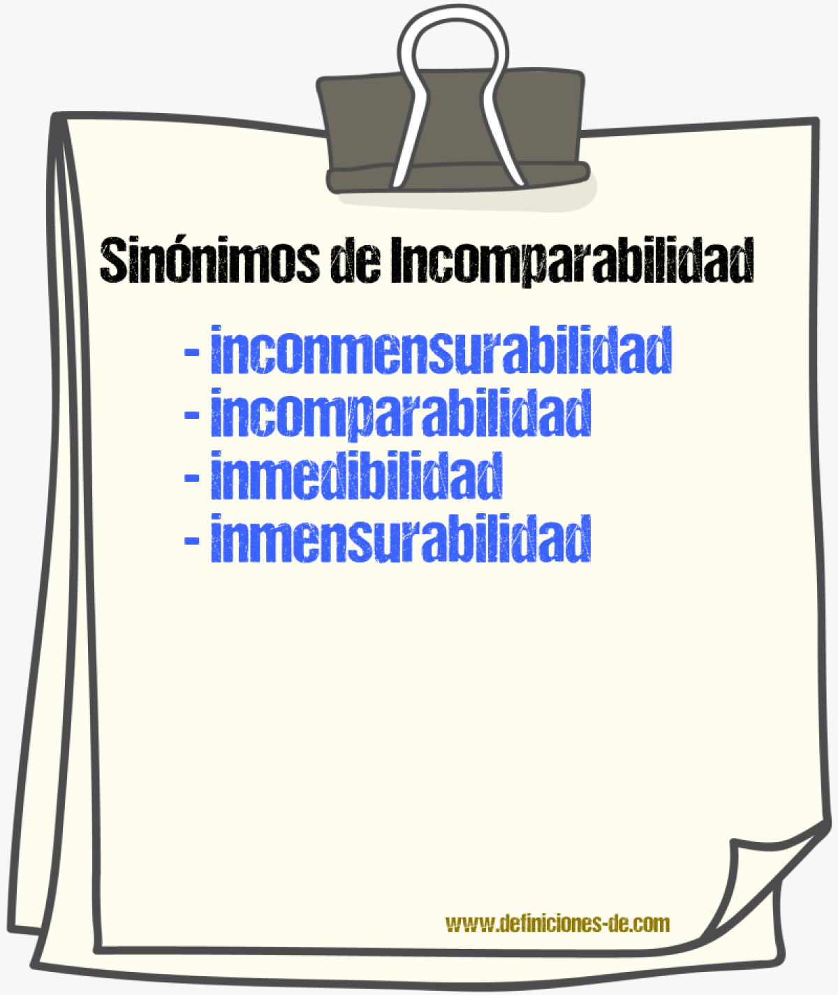 Sinónimos de incomparabilidad