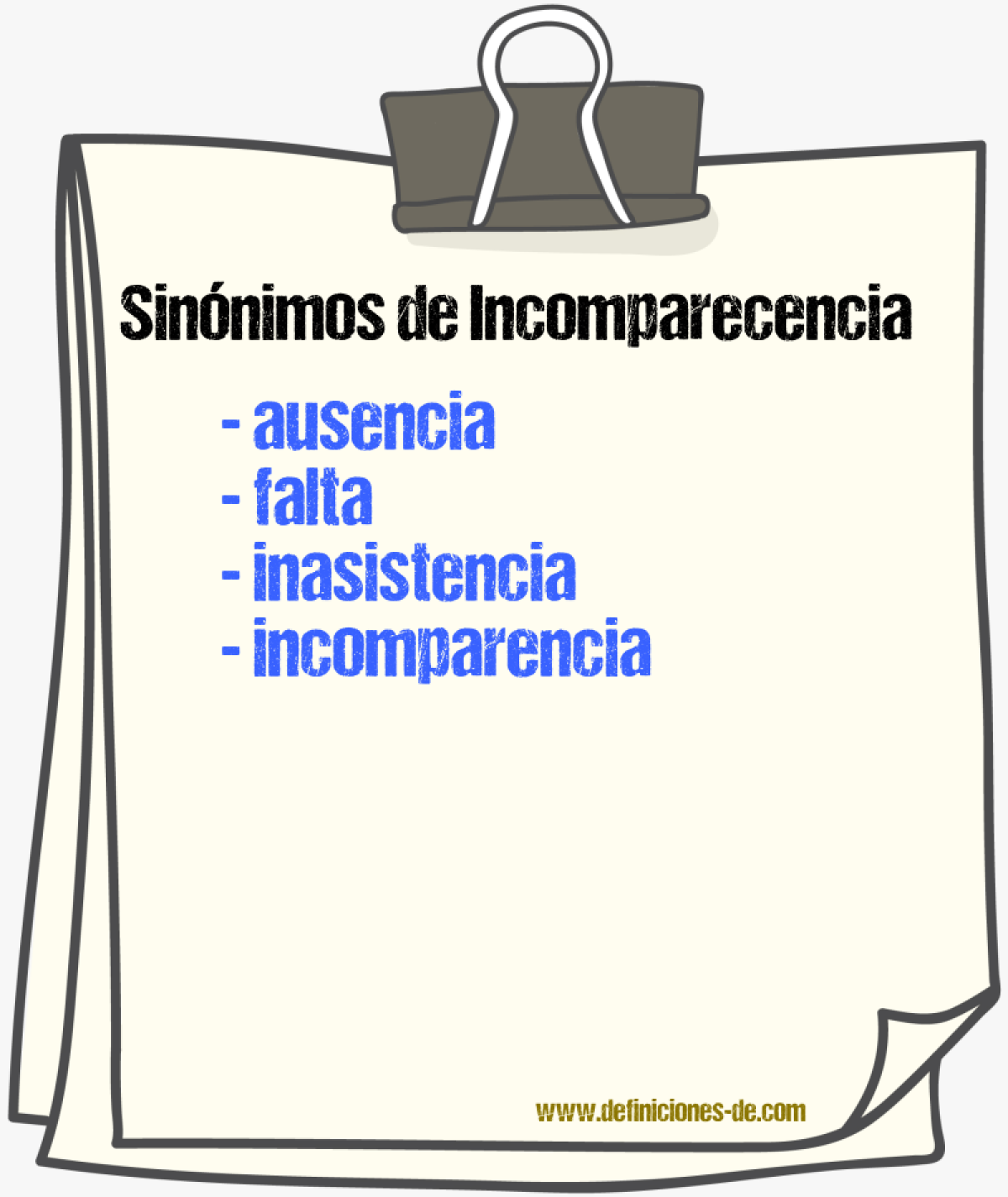 Sinnimos de incomparecencia