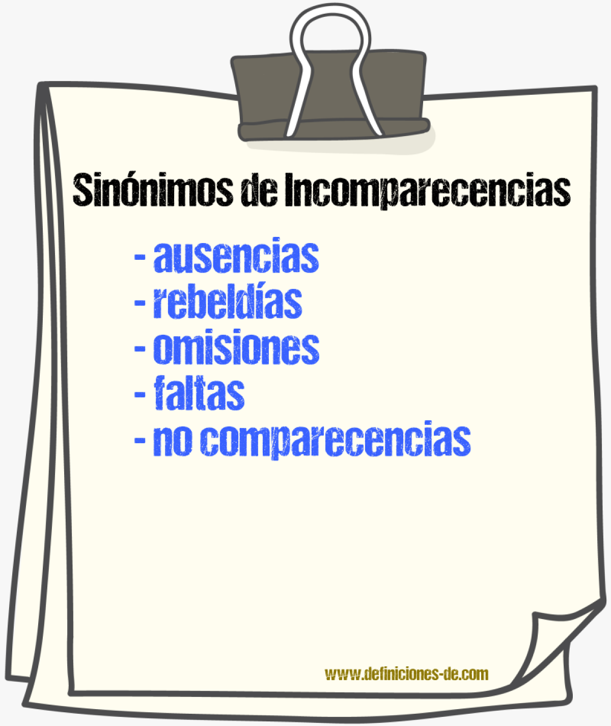 Sinónimos de incomparecencias