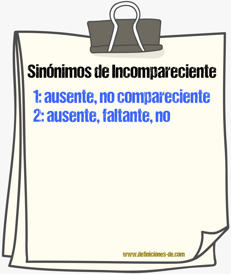 Sinónimos de incompareciente