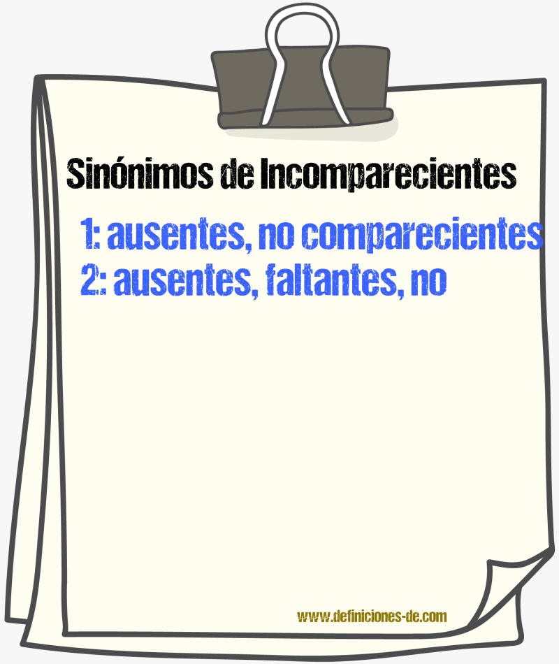 Sinónimos de incomparecientes