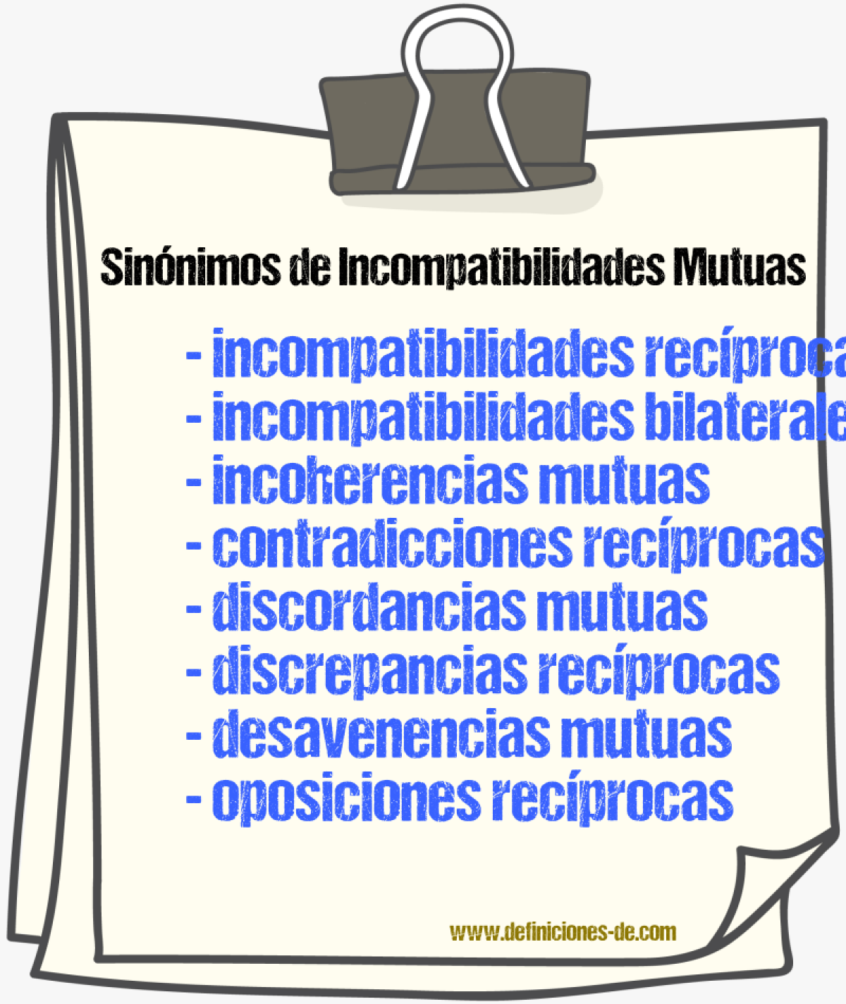 Sinónimos de incompatibilidades mutuas