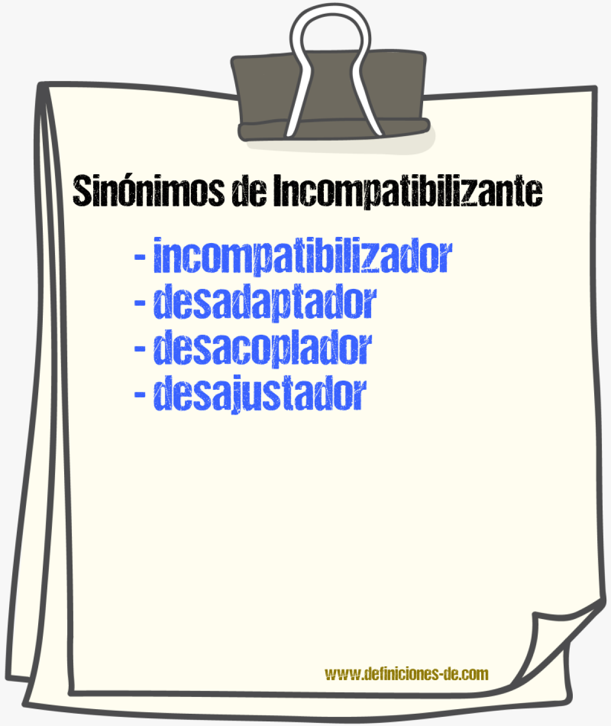 Sinónimos de incompatibilizante