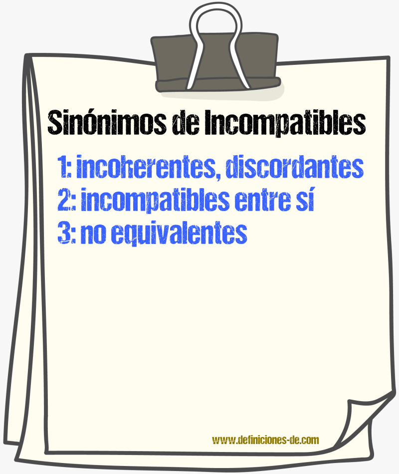 Sinónimos de incompatibles