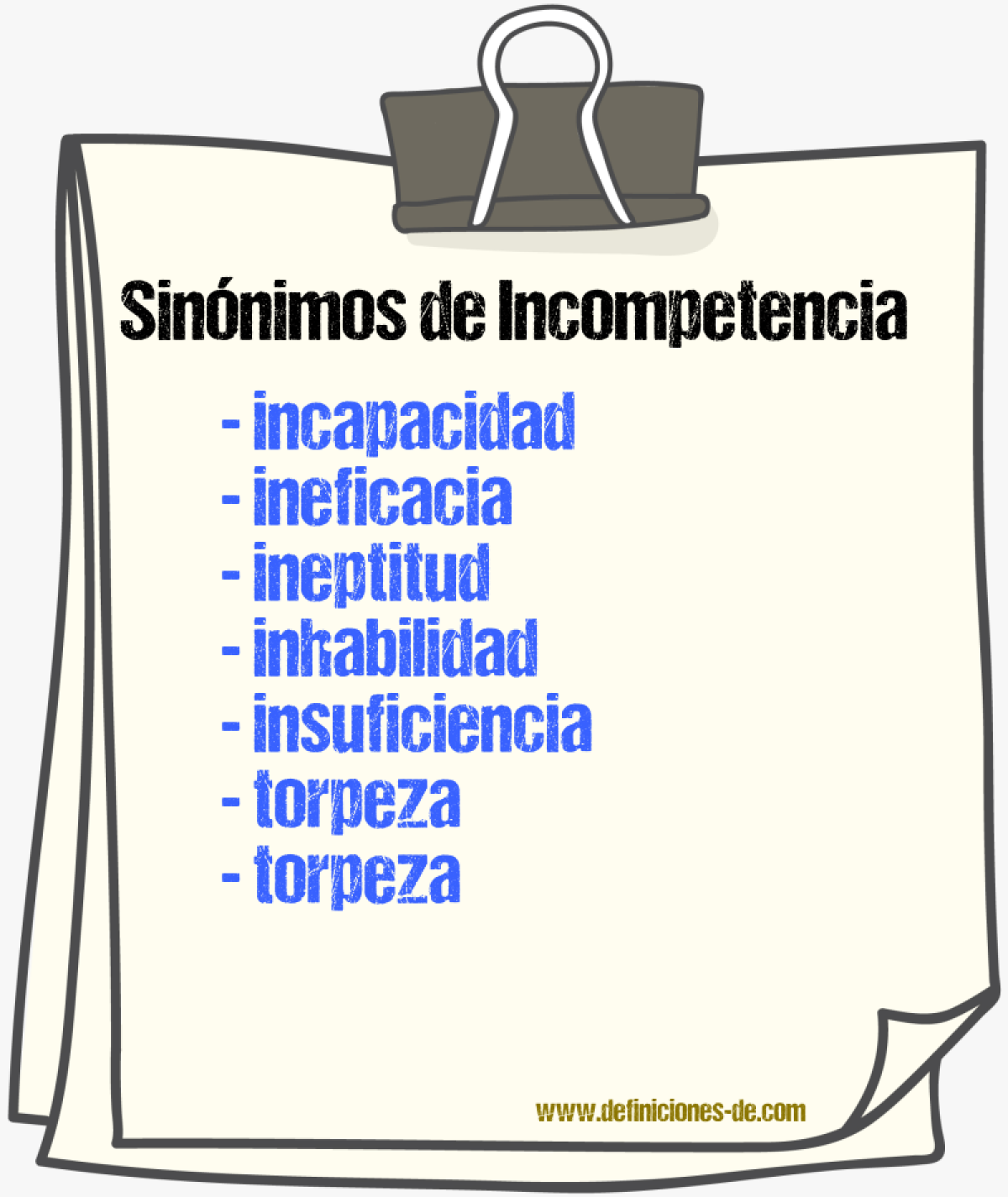 Sinnimos de incompetencia