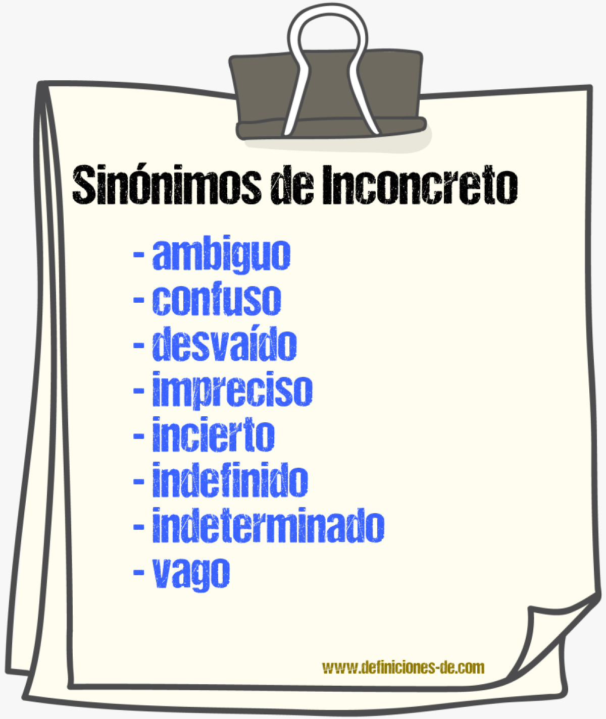 Sinnimos de inconcreto