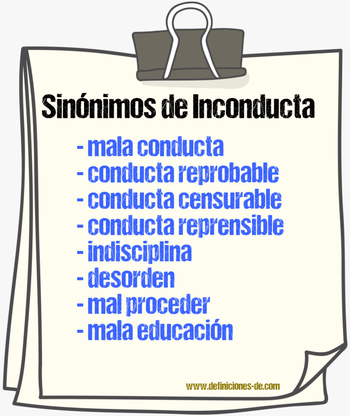 Sinónimos de inconducta