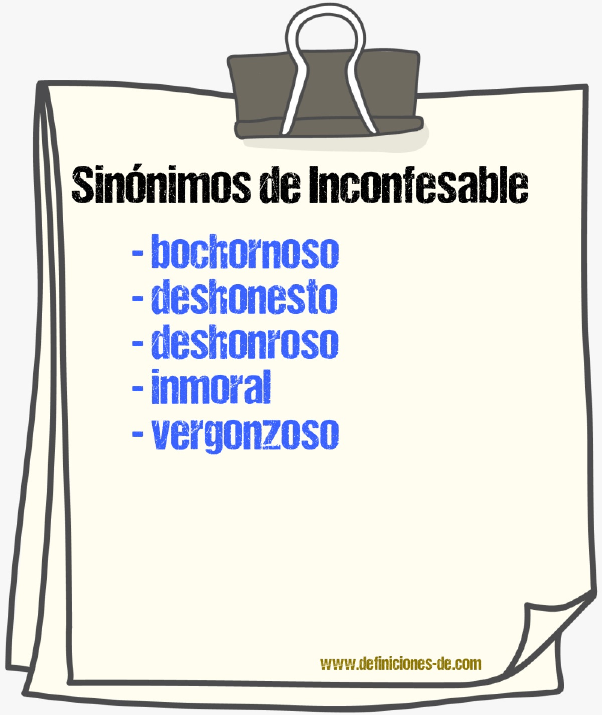 Sinnimos de inconfesable