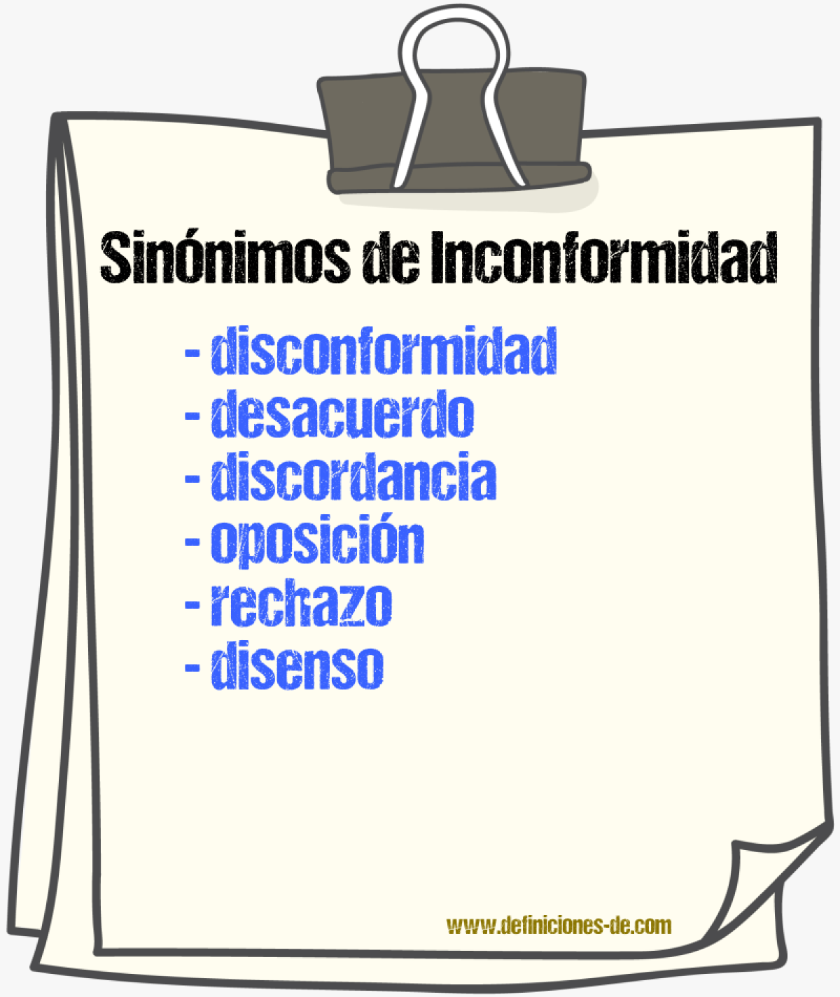Sinónimos de inconformidad