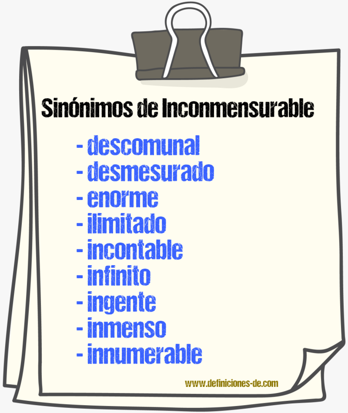 Sinnimos de inconmensurable