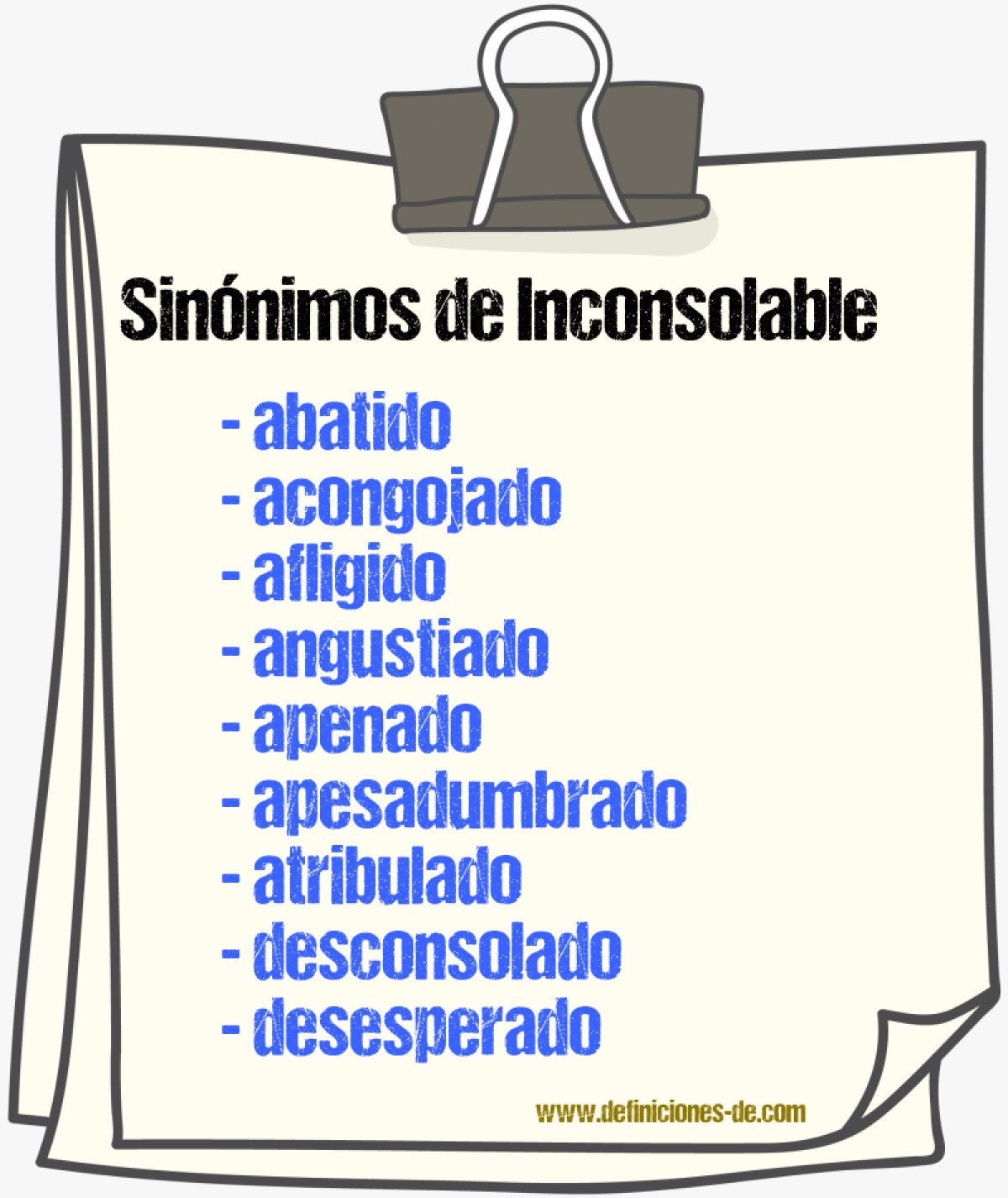 Sinnimos de inconsolable