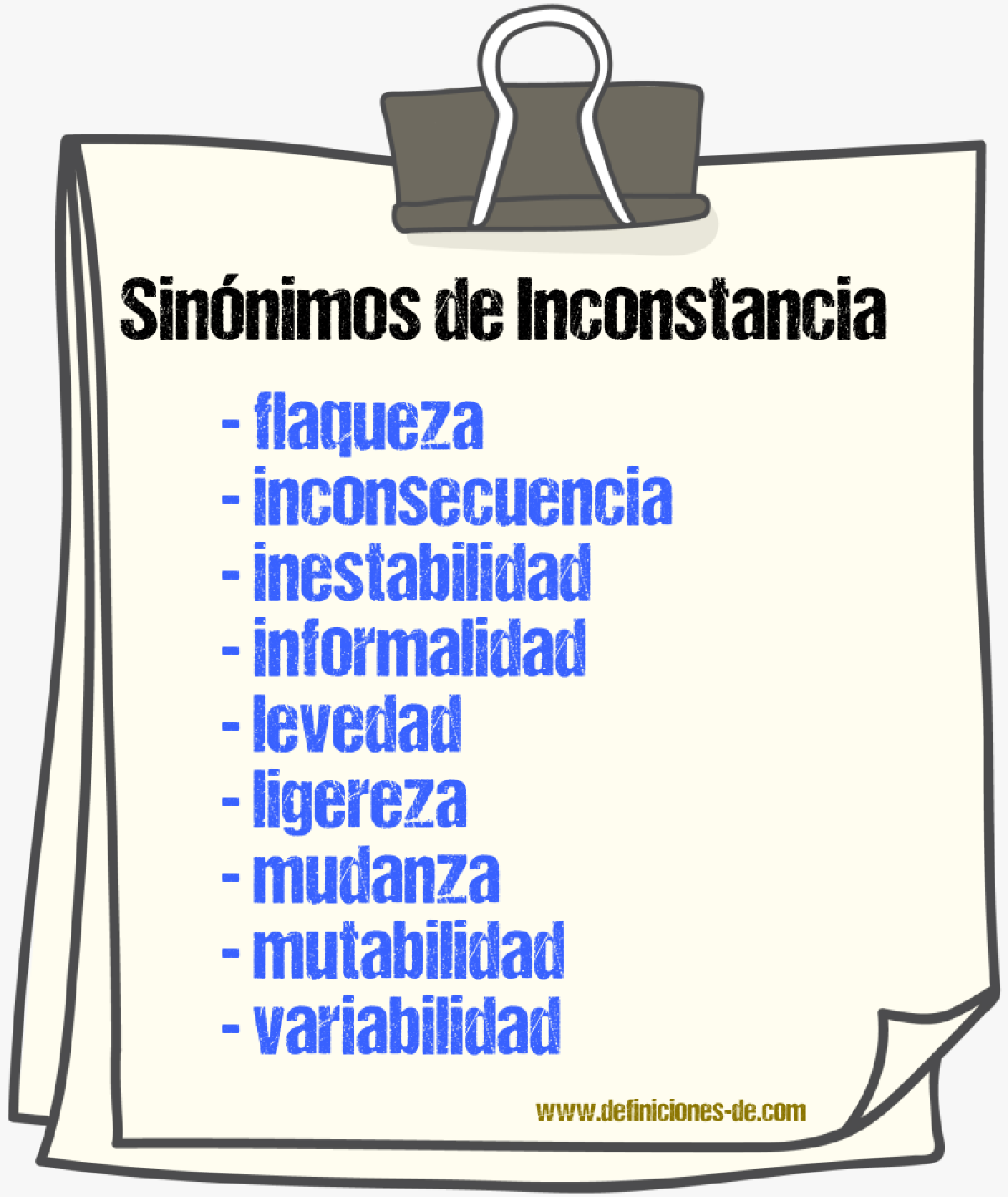 Sinnimos de inconstancia