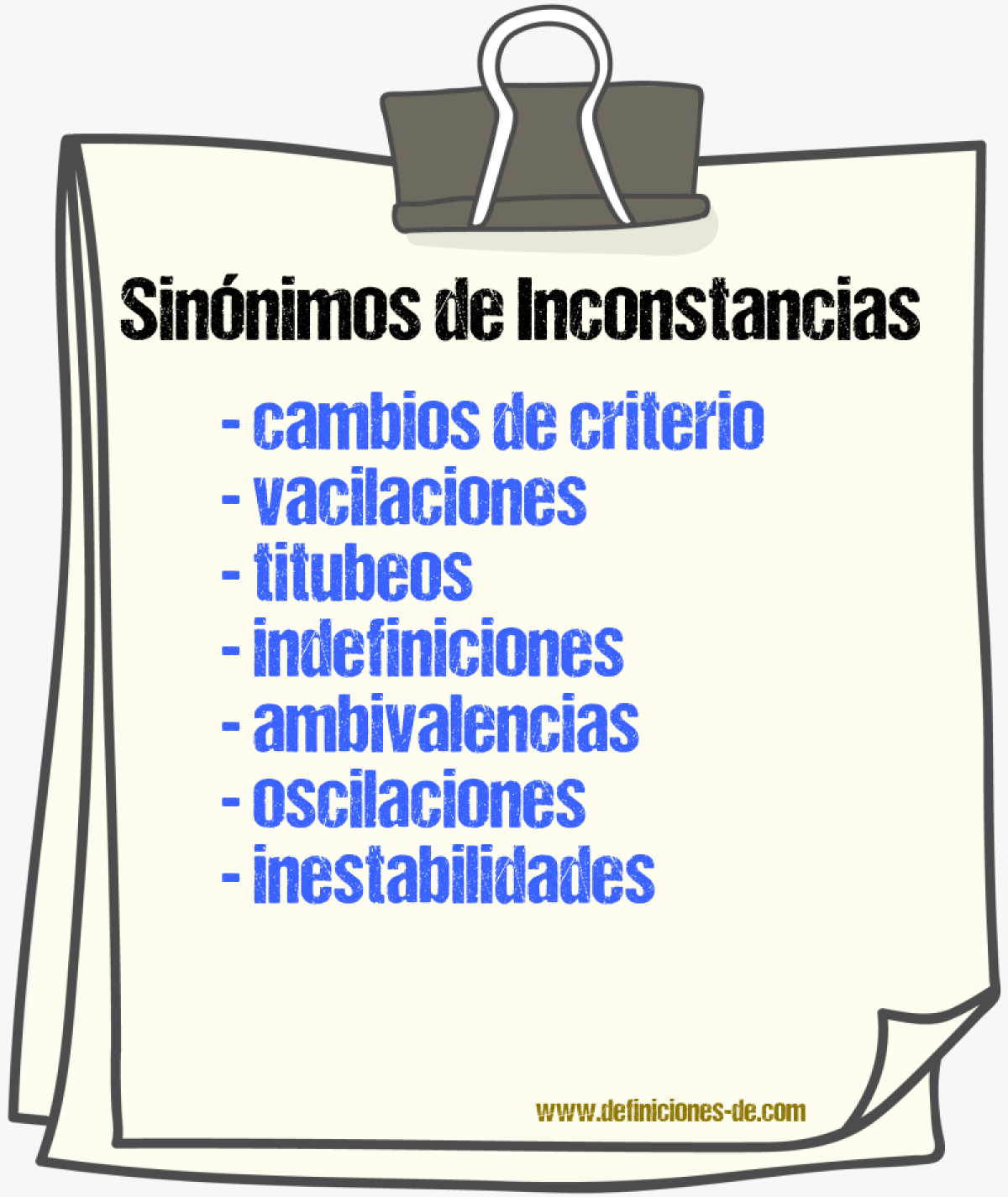 Sinónimos de inconstancias