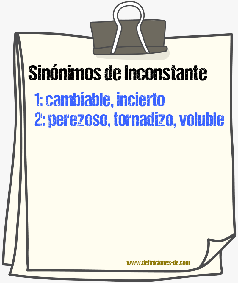 Sinnimos de inconstante