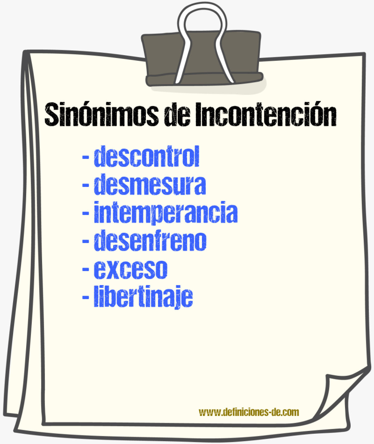 Sinónimos de incontención