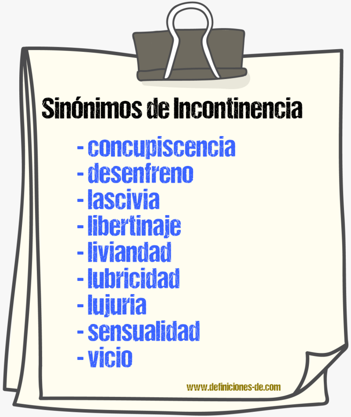 Sinónimos de incontinencia