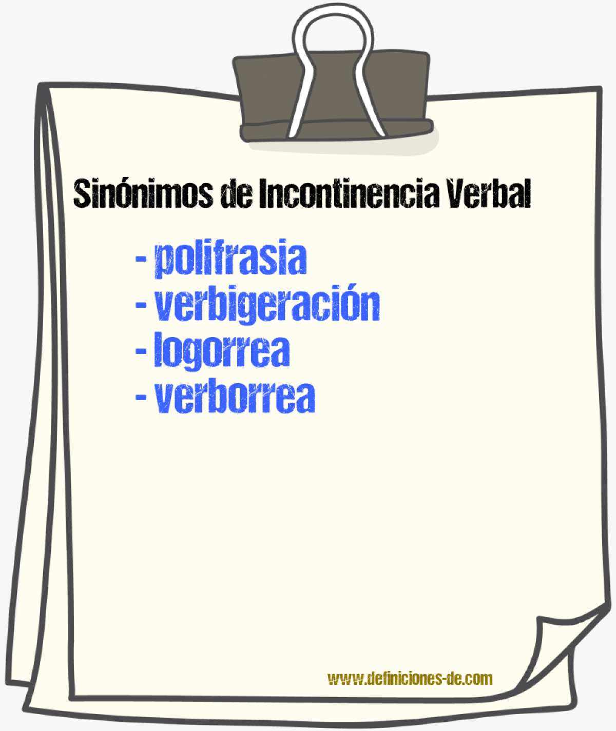 Sinónimos de incontinencia verbal