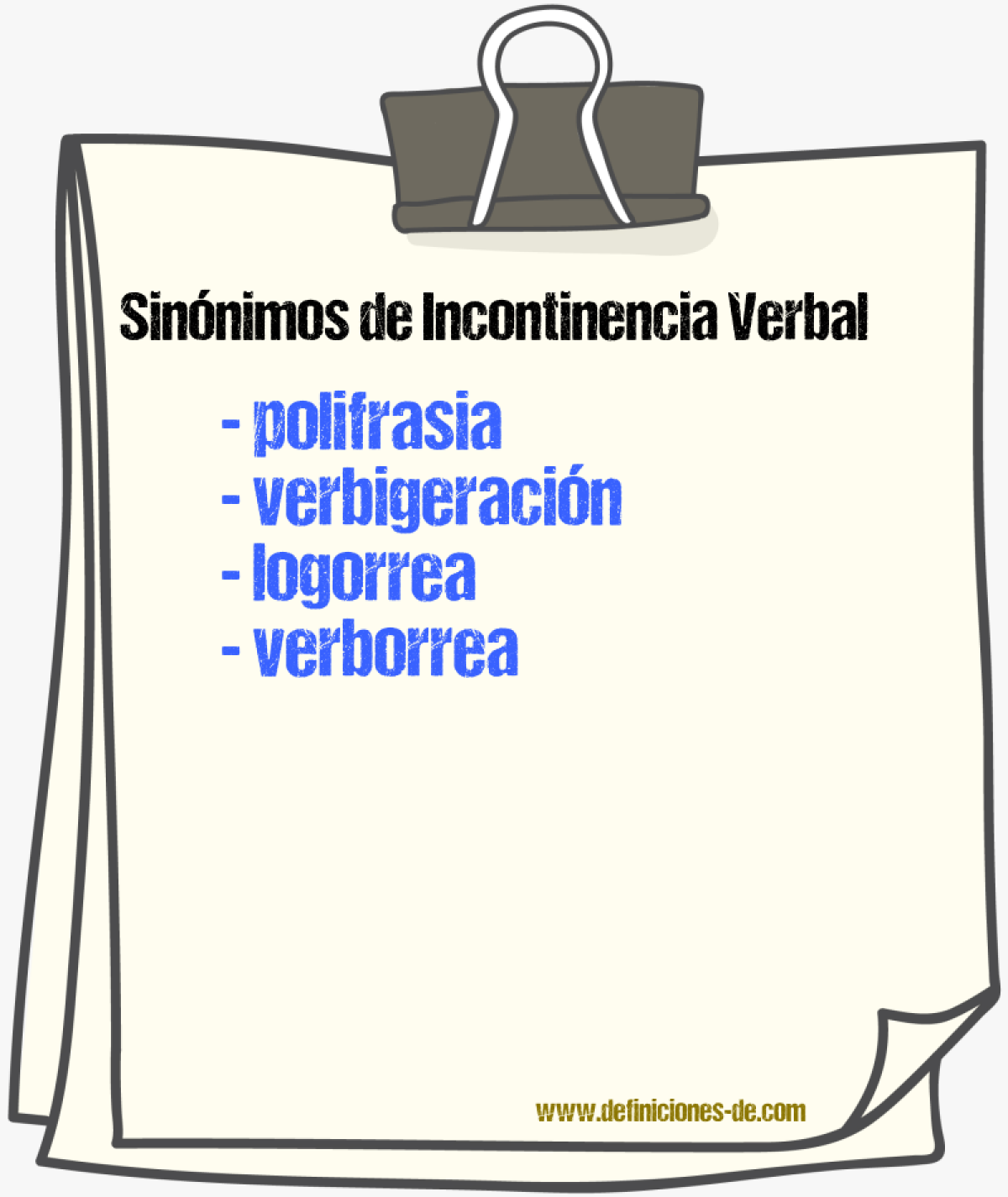 Sinnimos de incontinencia verbal