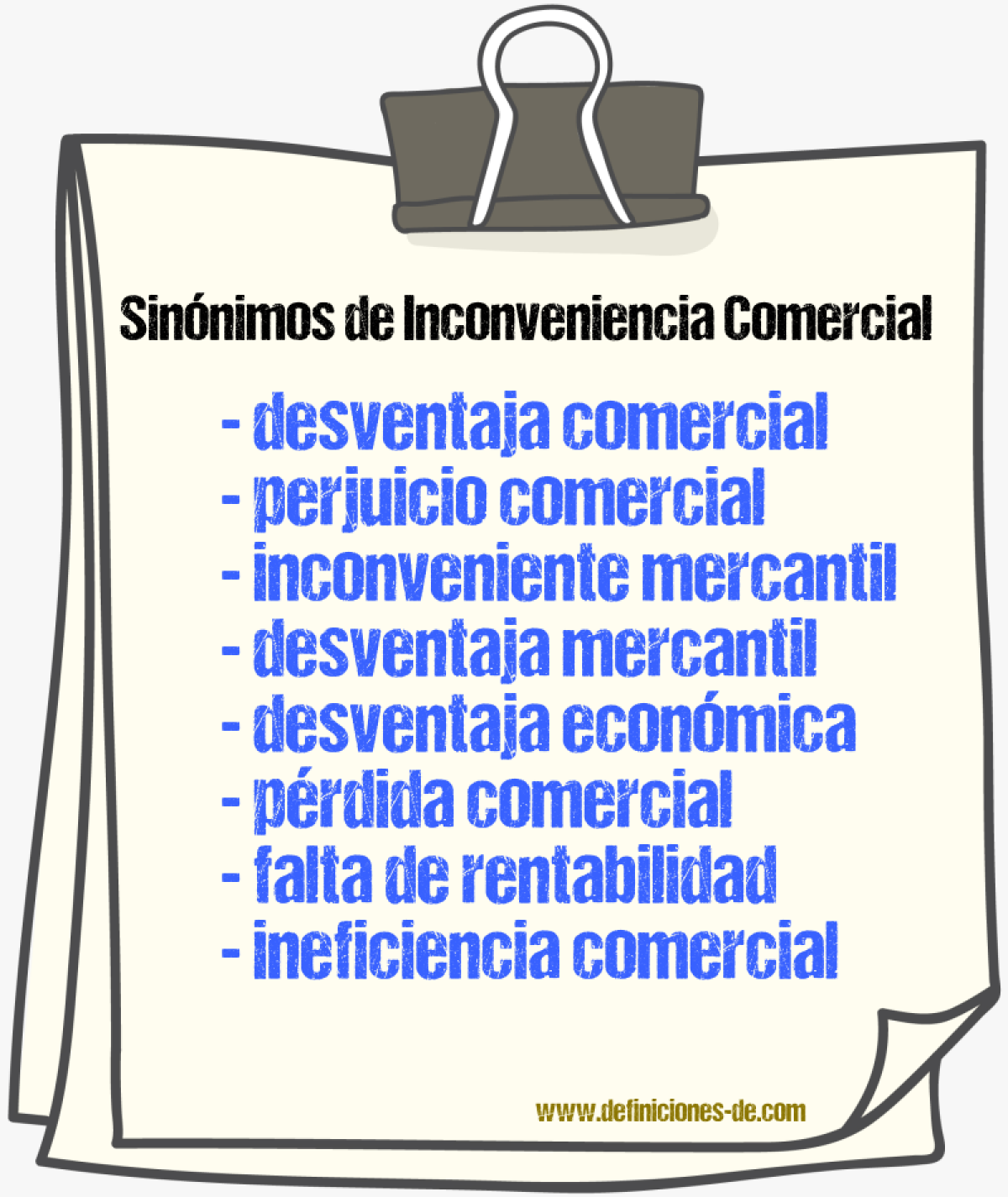 Sinónimos de inconveniencia comercial