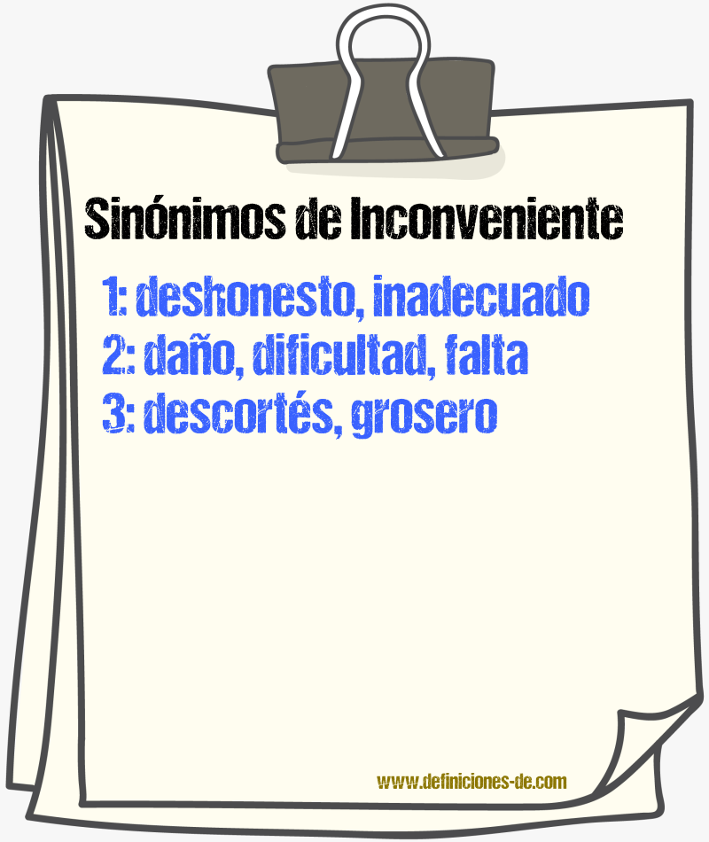 Sinnimos de inconveniente