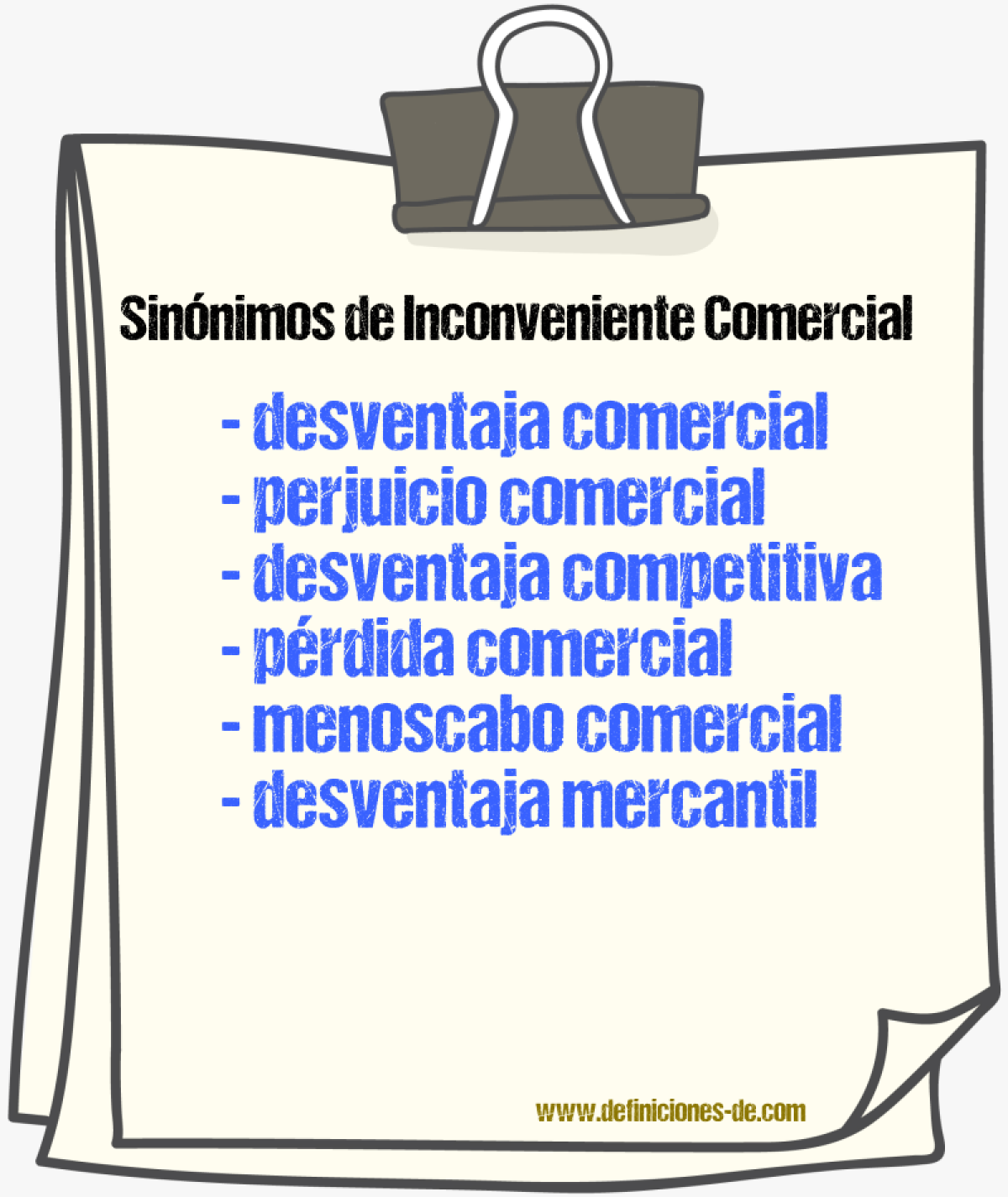 Sinónimos de inconveniente comercial