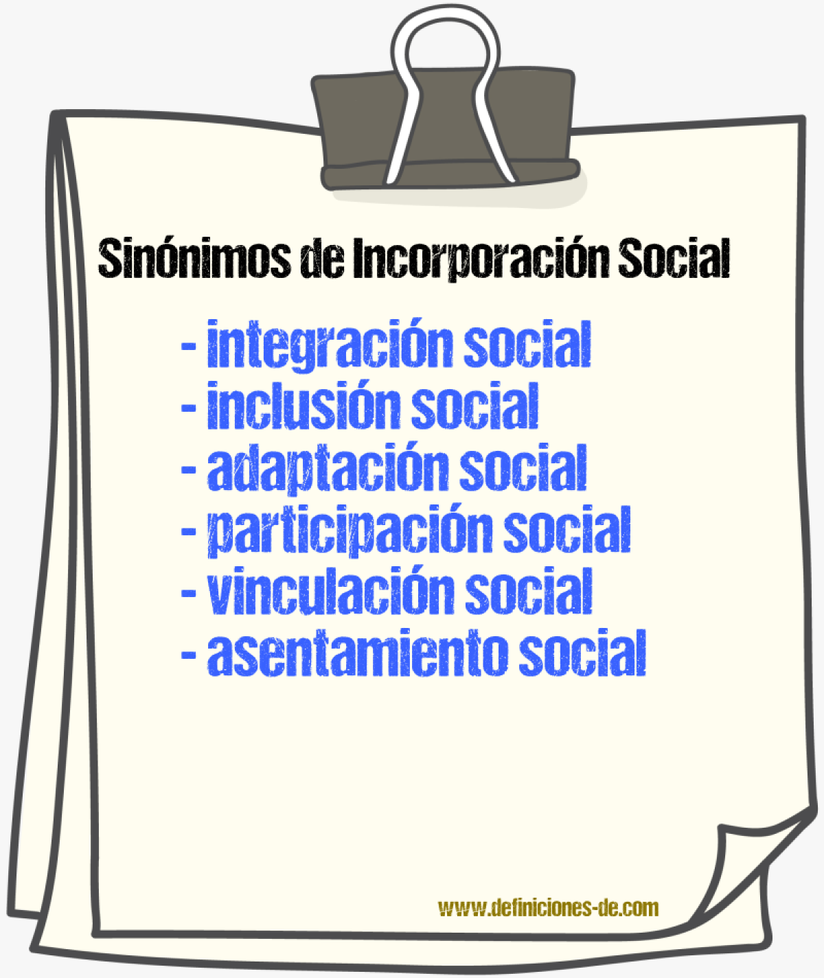 Sinónimos de incorporación social