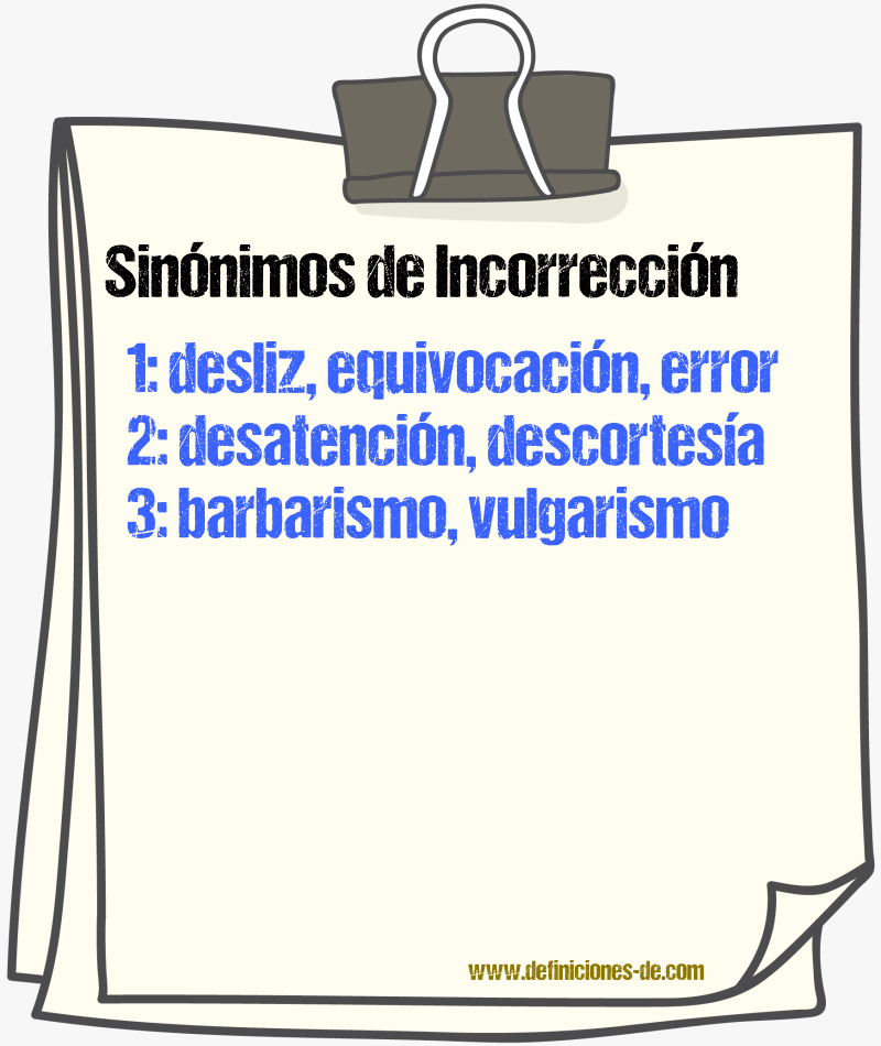 Sinnimos de incorreccin