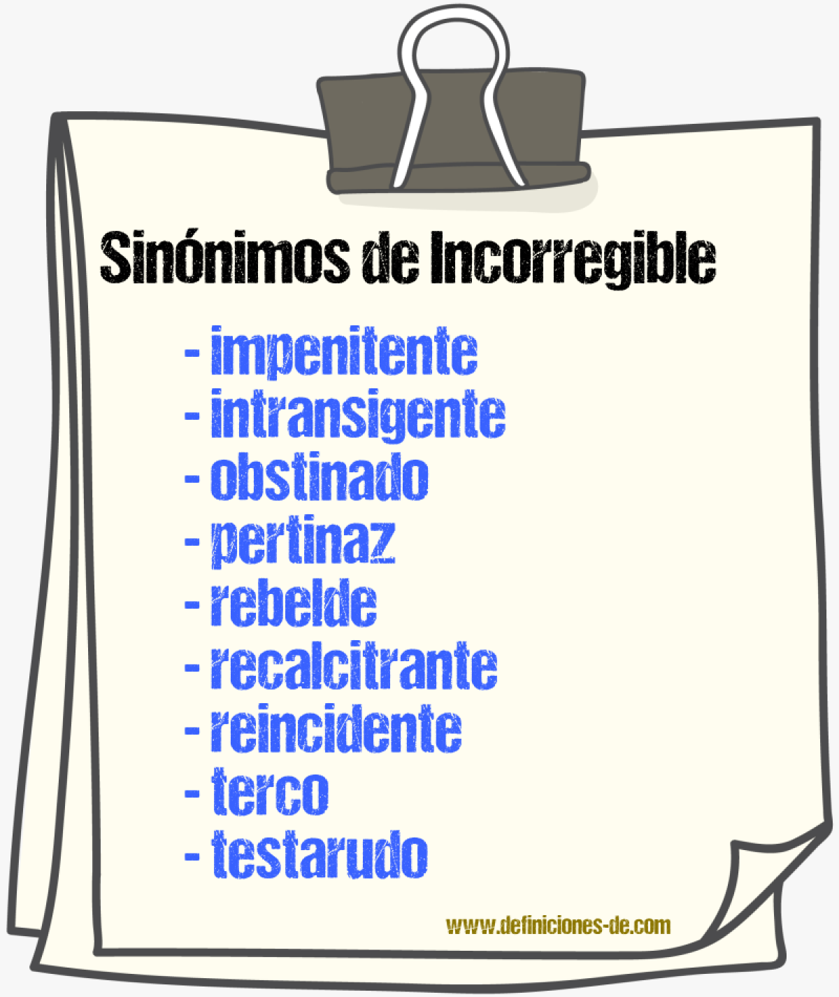 Sinnimos de incorregible