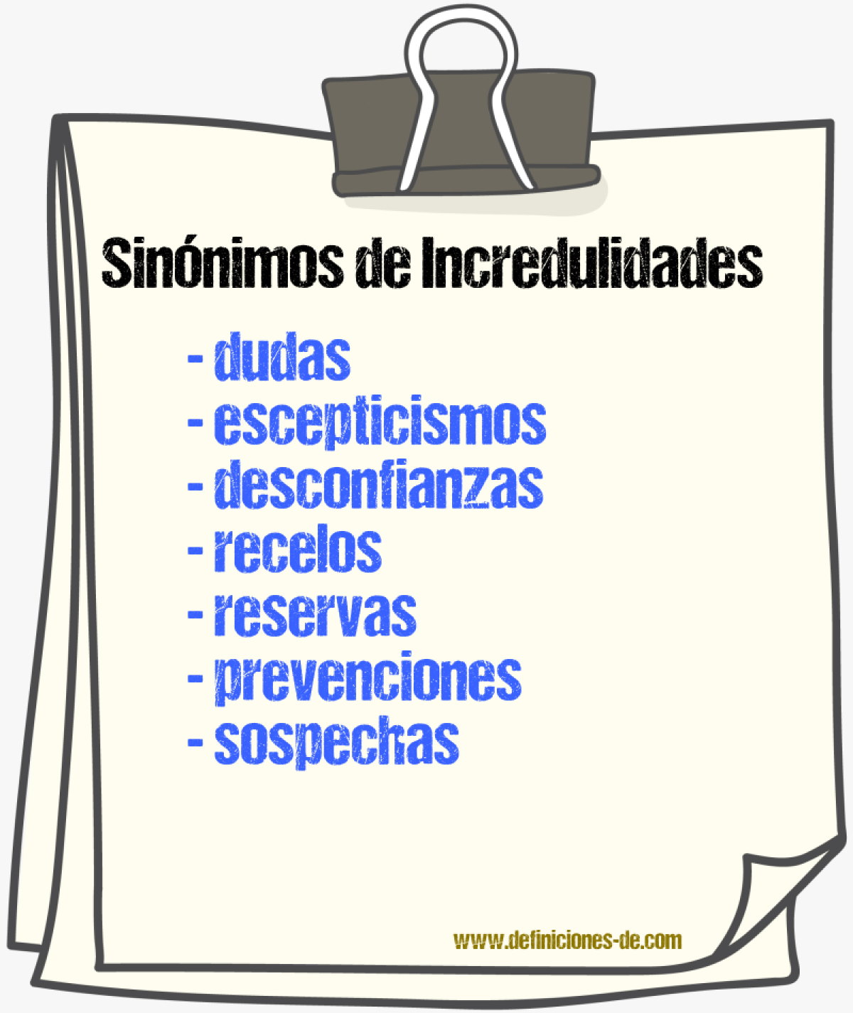 Sinónimos de incredulidades