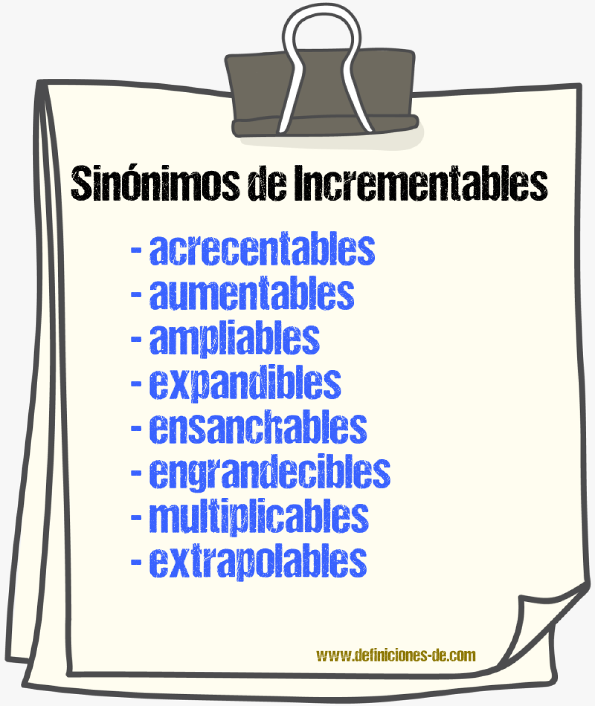 Sinónimos de incrementables