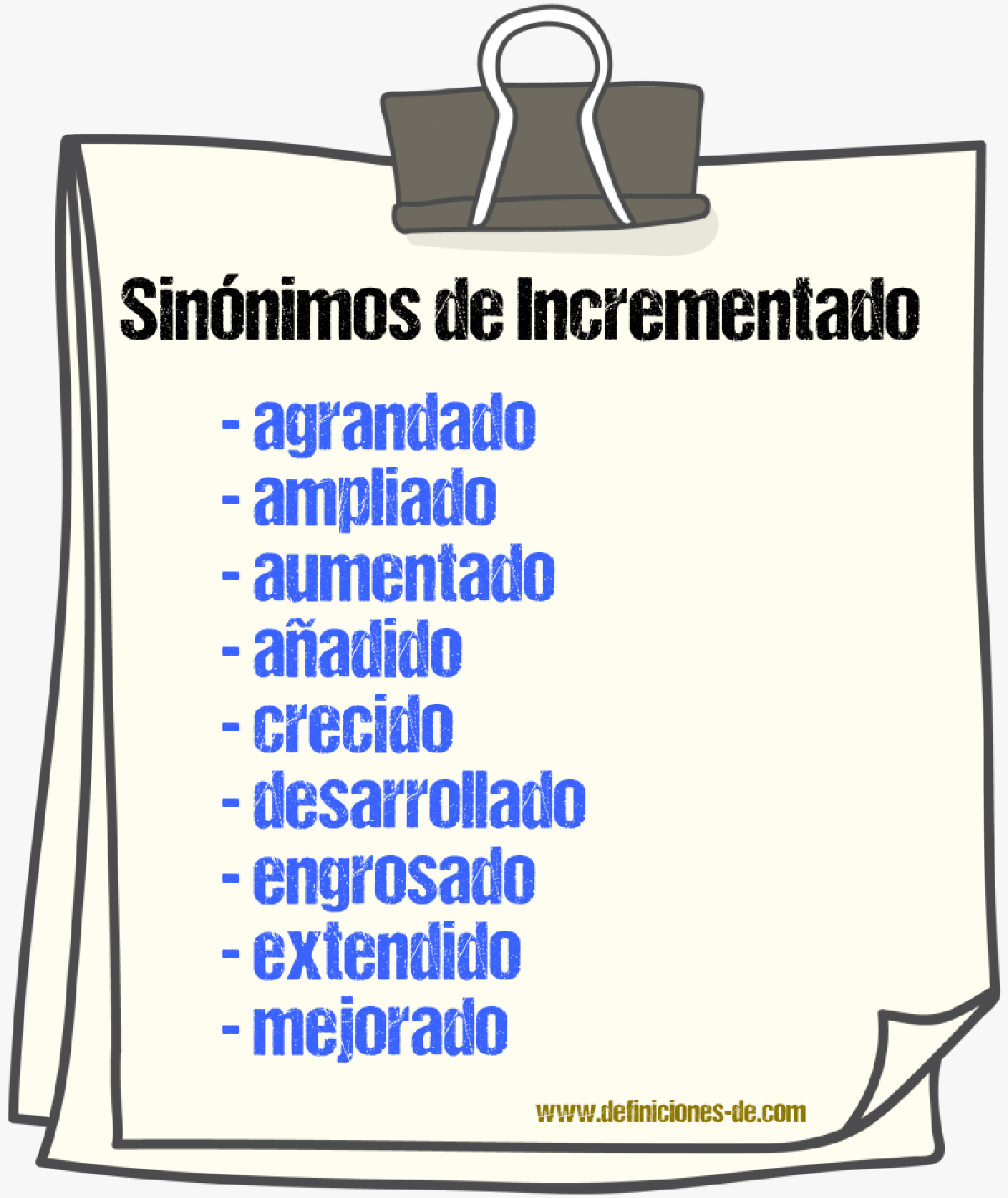 Sinnimos de incrementado