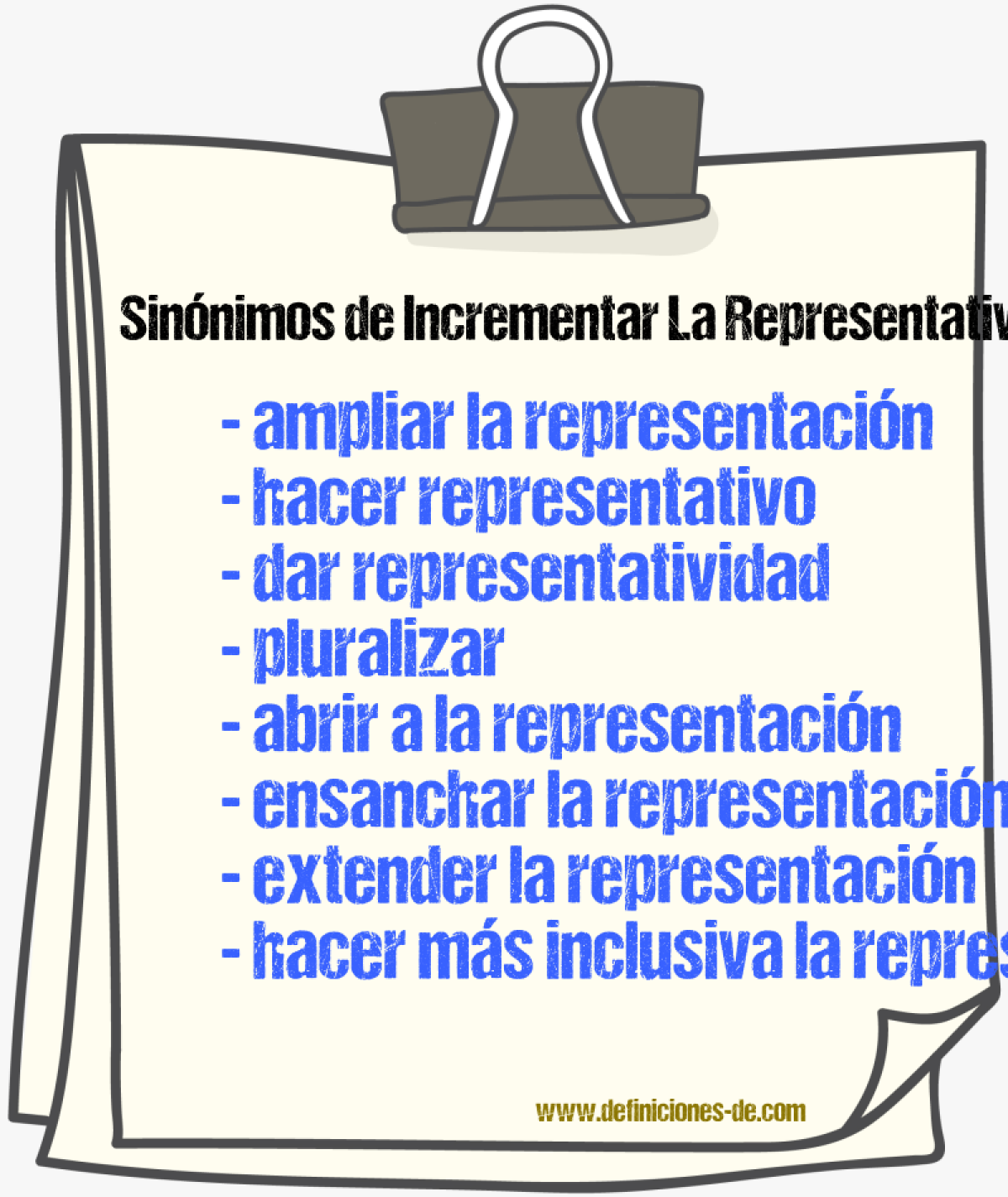 Sinónimos de incrementar la representatividad