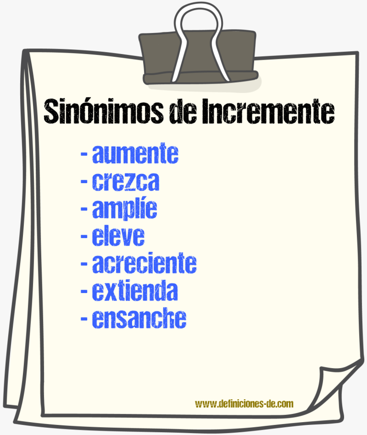 Sinónimos de incremente