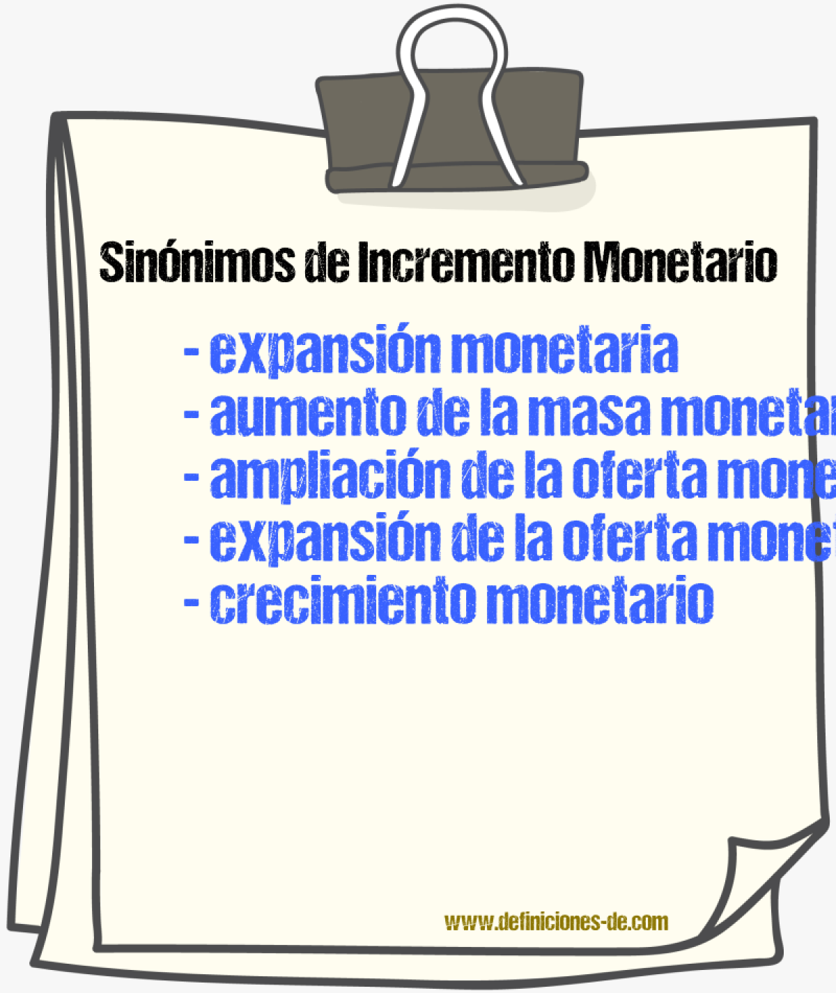 Sinónimos de incremento monetario