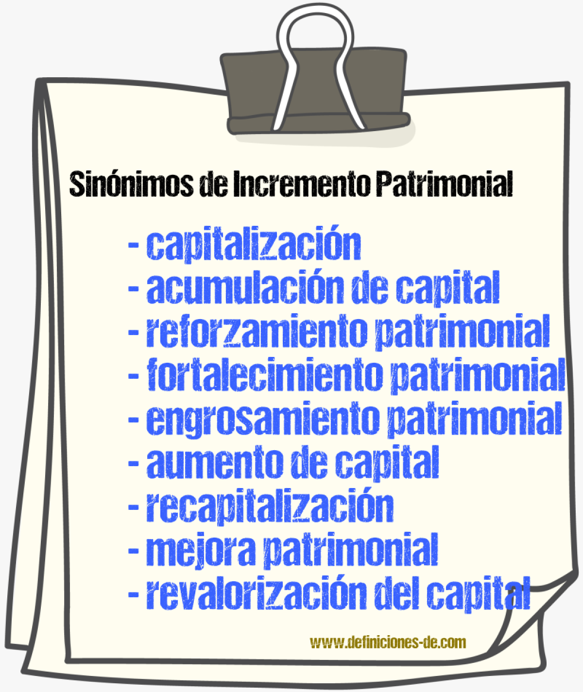 Sinónimos de incremento patrimonial
