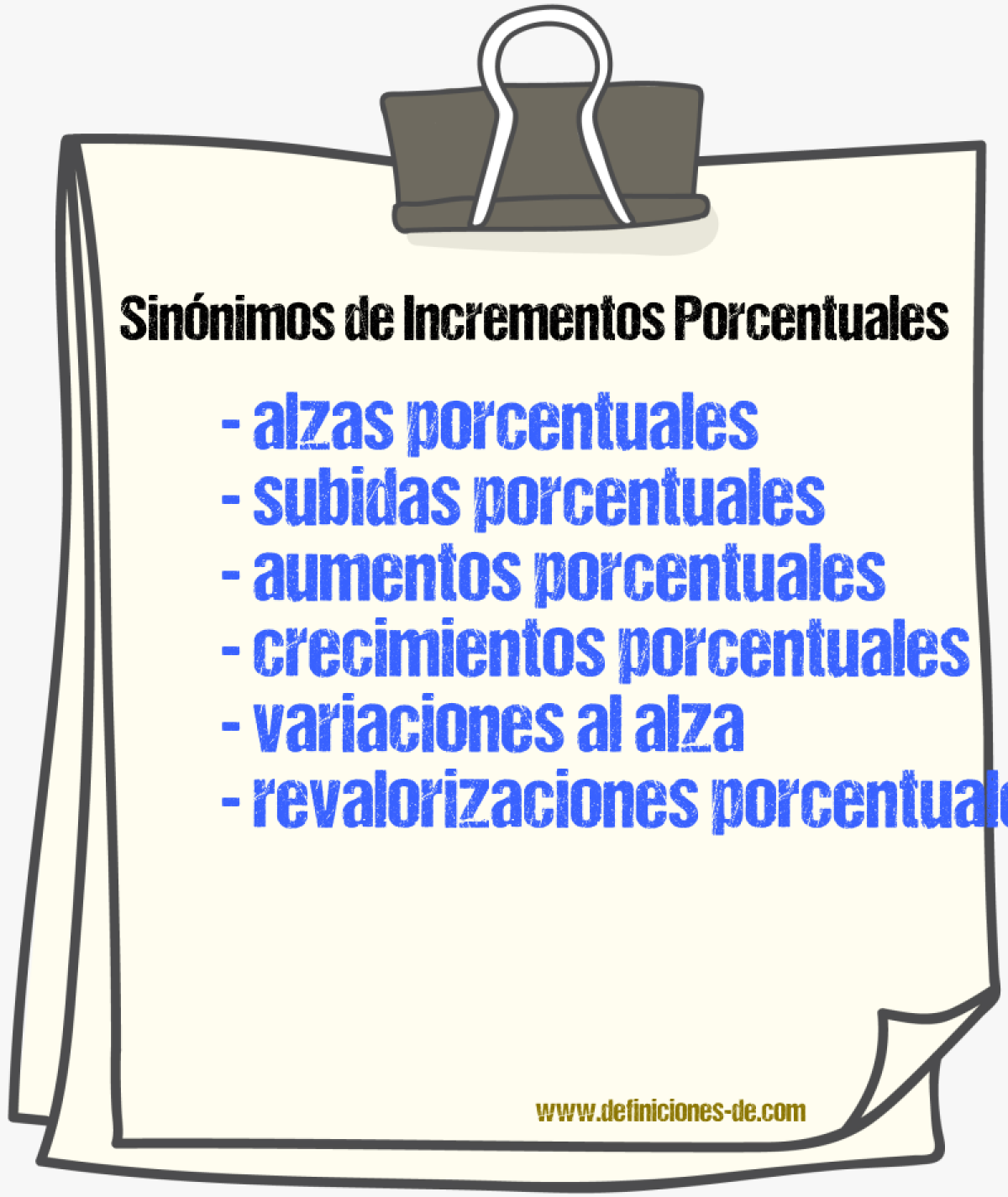 Sinónimos de incrementos porcentuales