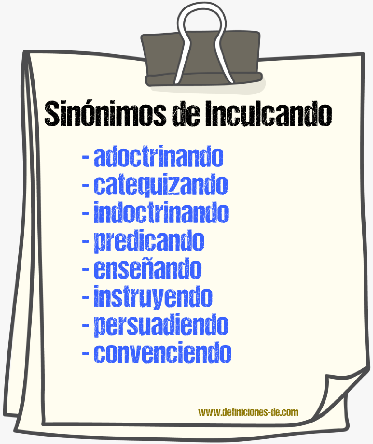 Sinónimos de inculcando