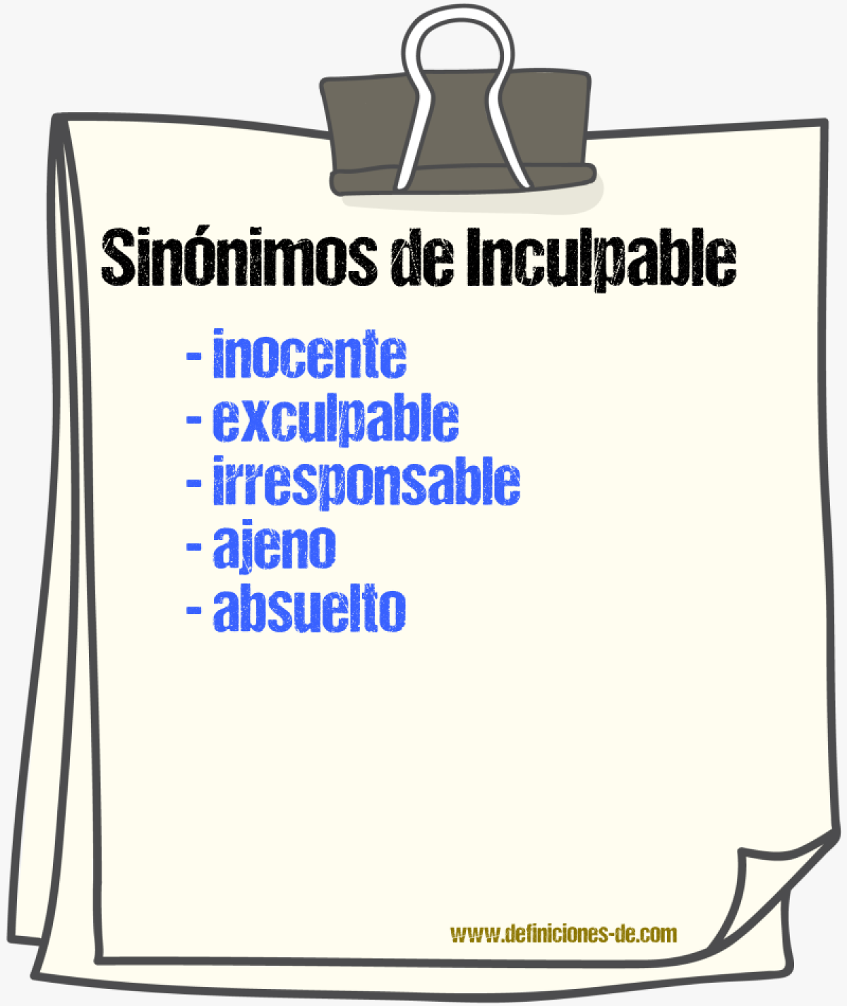 Sinónimos de inculpable
