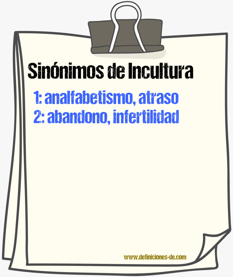 Sinnimos de incultura