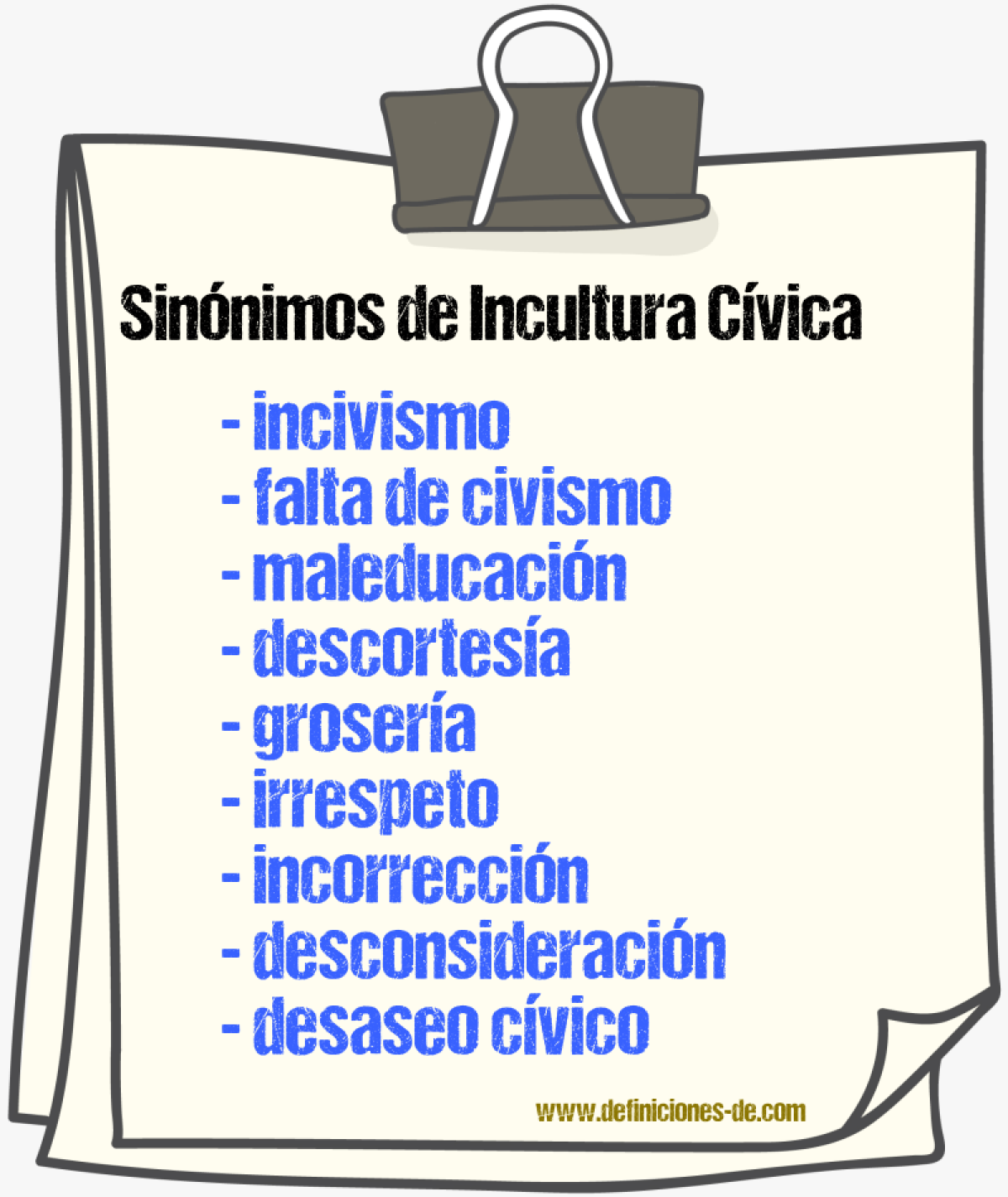 Sinónimos de incultura cívica