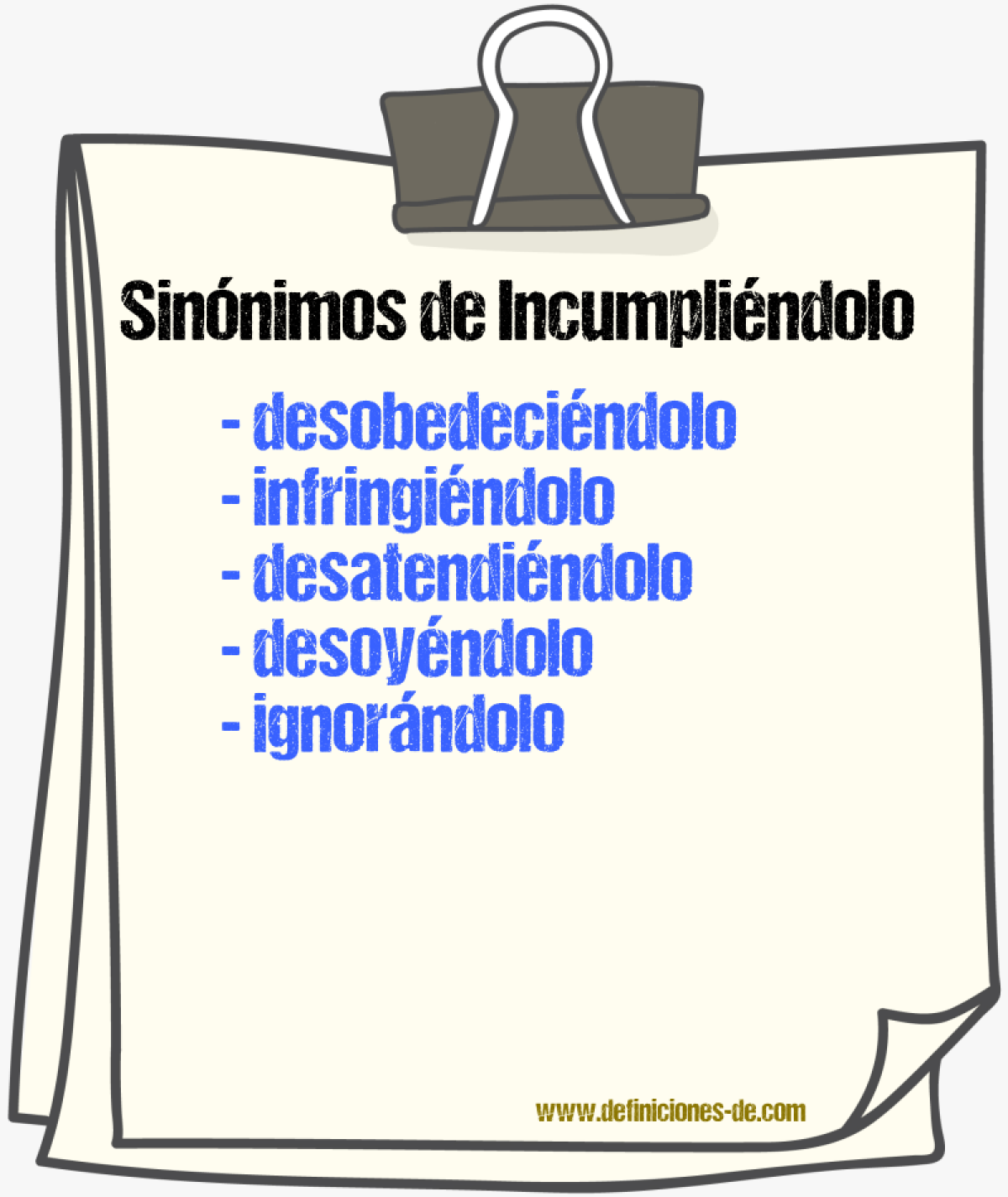 Sinónimos de incumpliéndolo