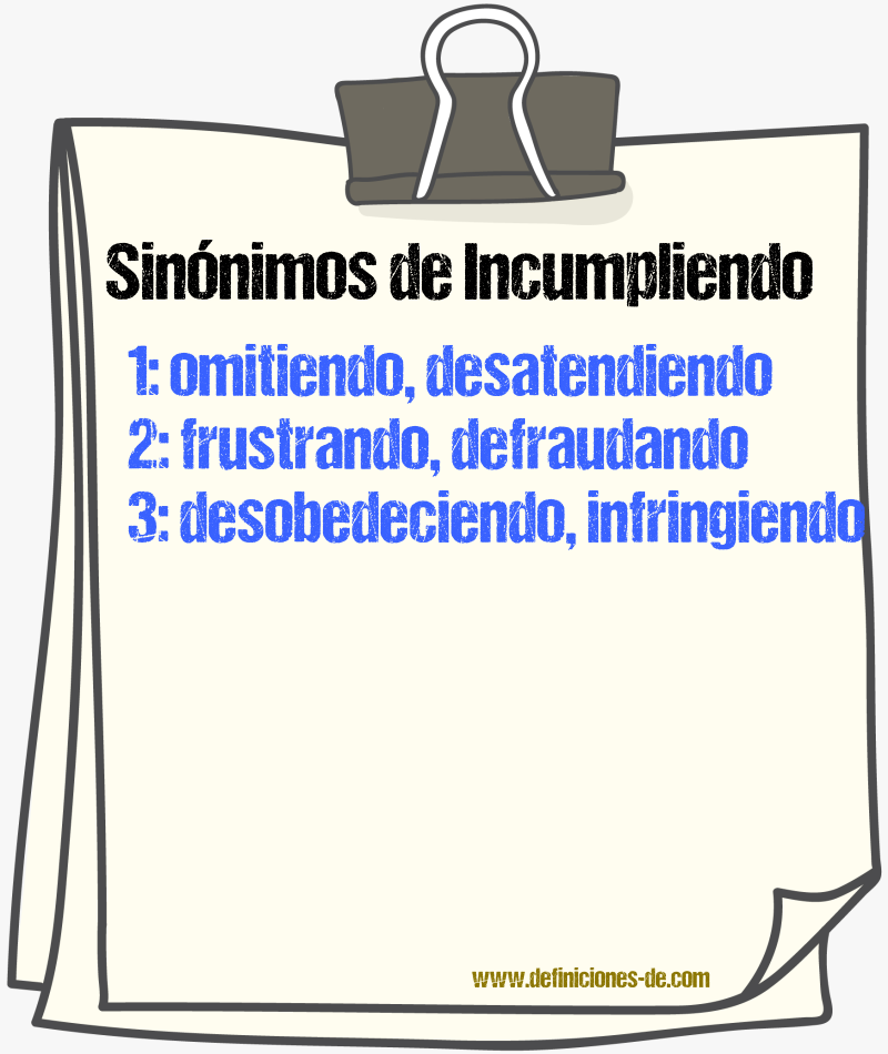 Sinónimos de incumpliendo