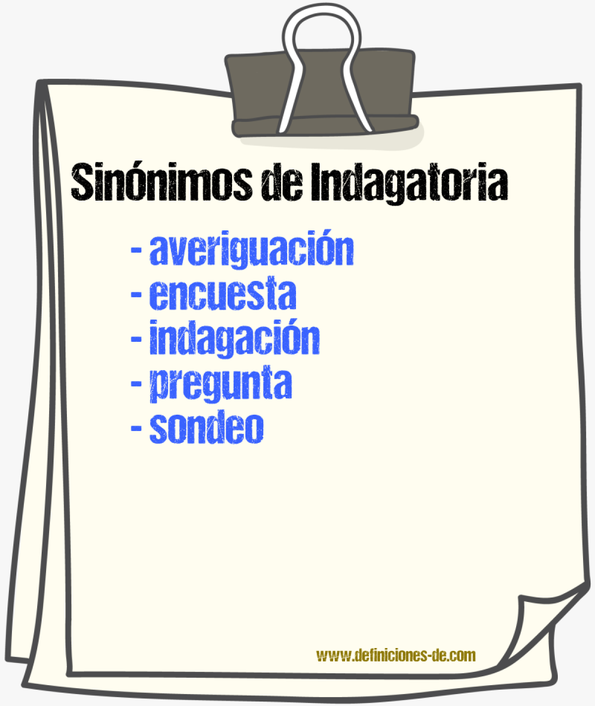 Sinnimos de indagatoria